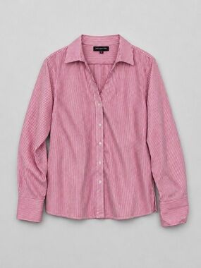 Jones New York Collection Woman Pink& White Striped Button Down Shirt | Size 18W
